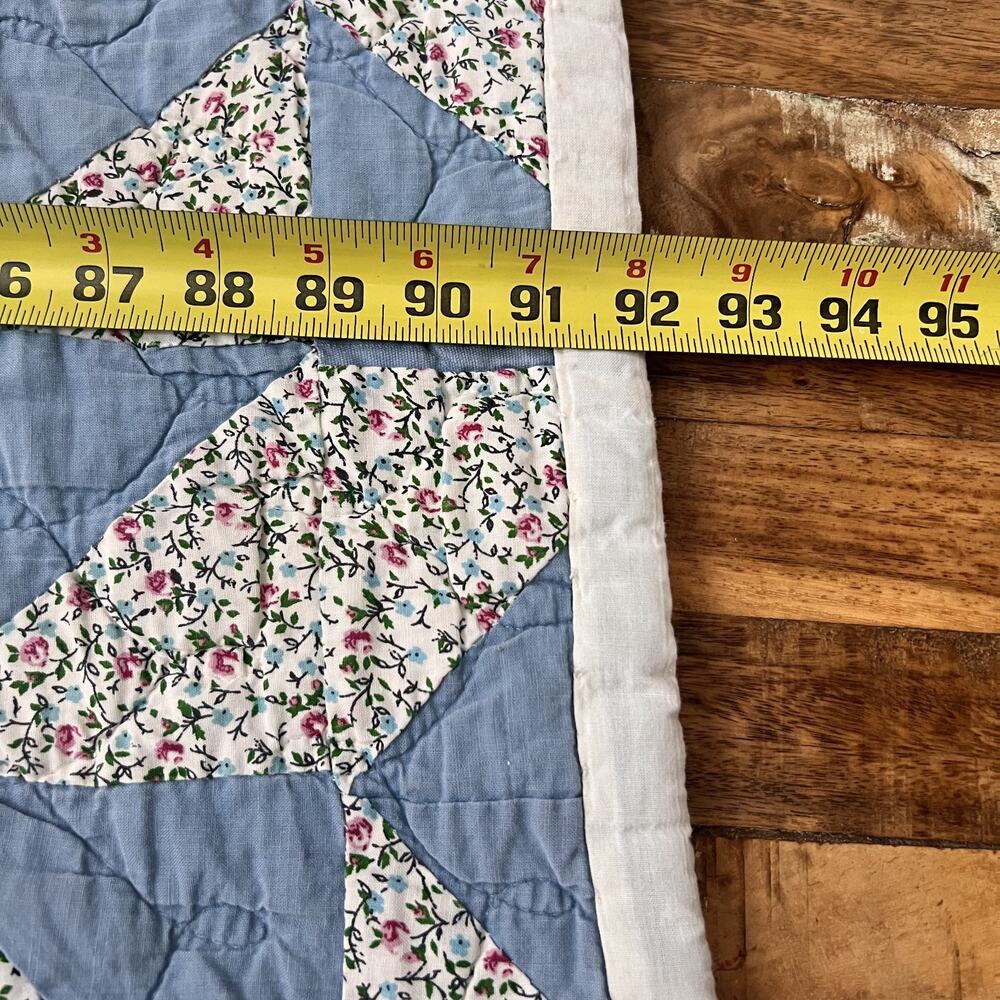 Vintage Handmade Patchwork Quilt Queen Reversible Multicolor Eight-Point Star - Picture 10 of 16